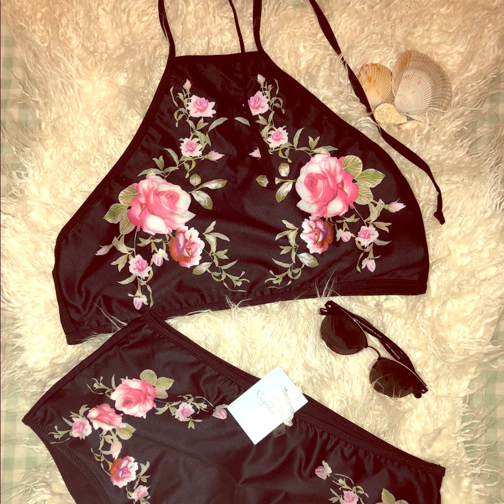Black bikini CUPSHE high waisted XL